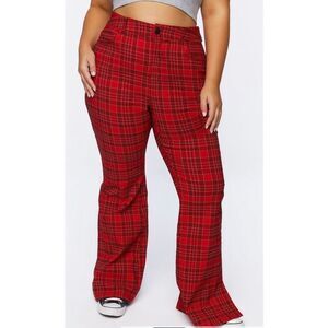 Forever 21 Plus Size Plaid Mid-Rise Flare Pants